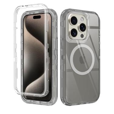 Imagem de I-HONVA Capa transparente para iPhone 15 Pro [não amarela] [compatível com MagSafe] à prova de choque com 3 camadas de proteção total resistente para Apple iPhone 15 Pro de 6,1 polegadas, preta