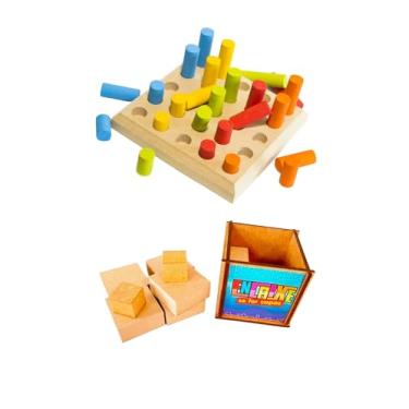 Imagem de Kit 2 Brinquedos PINOS DE ENCAIXE + JOGO ENCAIXE SE FOR CAPAZ - Brinquedo Educativo Infantil