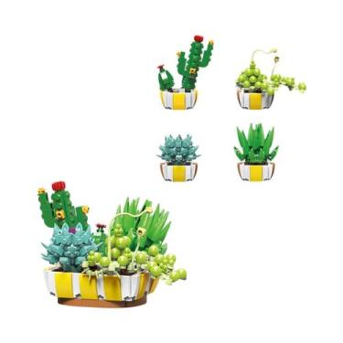 Imagem de Crianças DIY Simulação Suculentas Bonsai Cacto Aloe Vera Blocos De Con