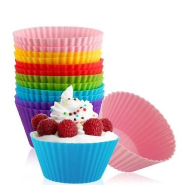 Imagem de Kit 12 Forminhas Silicone Antiaderente – Cupcake, Muffin, Bolinho e Docinho – Lanche Escola Forno, Micro-ondas, Airfryer - TYDA