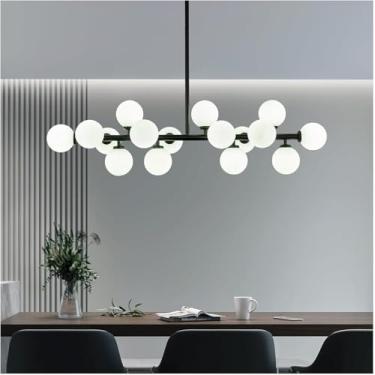 Imagem de Luzes De Teto Lâmpada Pingente Grande Dourada Lustres Pendentes 16-luz Globo Lustre Sputnik Magic Bean Iluminação Molecular De Teto, Lustre Moderno Compatível Com Sala De Esta, Black+white