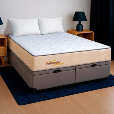 Imagem de Cama Baú Queen Cinza+Colchão Supreme Molas E. PoliConfort