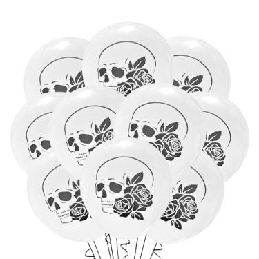 Imagem de Malayan Products Memento Mori Balloons 12 Count Latex, Skull and Rose Birthday Decorations, Stoic Theme, Latin Remember to Die, Philosophy Party, stoicism, 12Inch Standard Size (White)