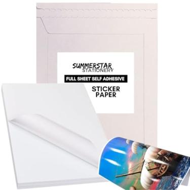 Imagem de Etiqueta de papel com adesivo branco brilhante – Lençol completo em branco para impressora a laser/jato de tinta – Autoadesivo A4 tamanho da letra (pacote com 20 folhas)