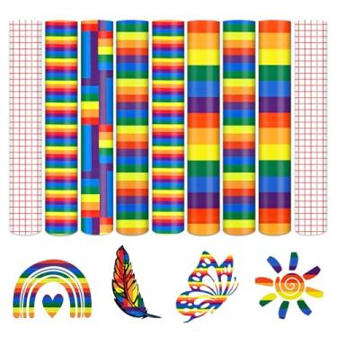 Imagem de Tintnut Vinil permanente com tema LGBT - 7 folhas 30,5 x 25,4 cm, vinil adesivo permanente com estampa de orgulho gay para máquina de corte, autoadesivo de decoração de casa