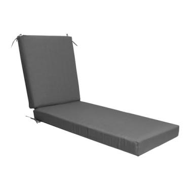Imagem de ZSLUKEJJ Almofada de espreguiçadeira externa para móveis de pátio, almofadas de banco à prova d'água resistentes ao desbotamento com laços para piscina, varanda, jardins, praia, cinza escuro