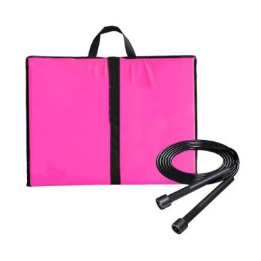 Imagem de Colchonete Dobrável D50 Maleta + Corda de Pular Musculação Fitness Tre