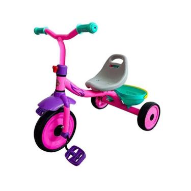 Imagem de Triciclo Infantil Rosa Com Pedal 03 Rodas Assento Tipo Banco