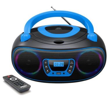 Imagem de Rádio portátil Leitor de CD Boombox Bluetooth Rádio FM azul - WIITHINK