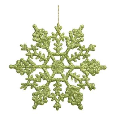 Imagem de Vickerman Floco de neve de plástico com glitter, 10 cm, limão, 24 por caixa
