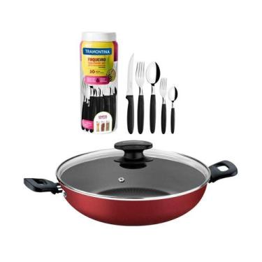 Imagem de Panela Wok Alumínio 28Cm Loreto + 1 Faqueiro 30Pç Tramontina