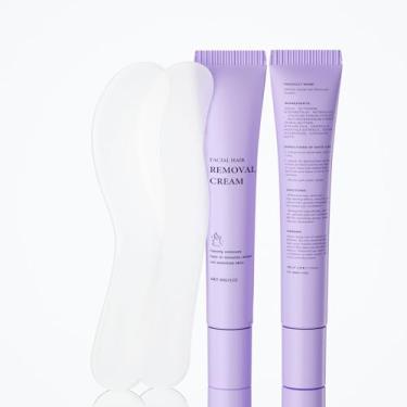 Imagem de Creme de remoção de pelos faciais para pele sensível com espátula – creme depilatório suave para rosto e corpo – removedor de pelos indolor para mulheres – fórmula calmante e segura