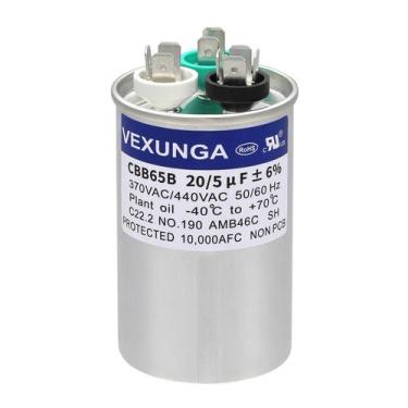 Imagem de Capacitor VEXUNGA CBB65 20+5uF 370/440V para partida de motor A/C