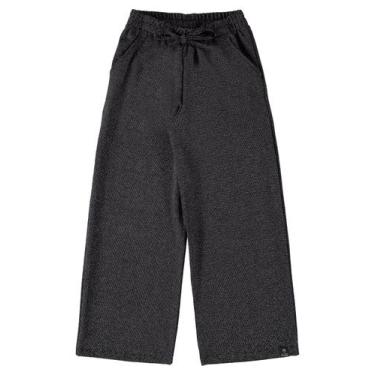 Imagem de Calça Wide Leg em Malha com Lurex Juvenil Gloss, Preto, 6