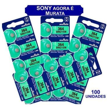 Imagem de 100 Baterias Sony 364 Sr621sw Ag1 Sr621 Original Relógio