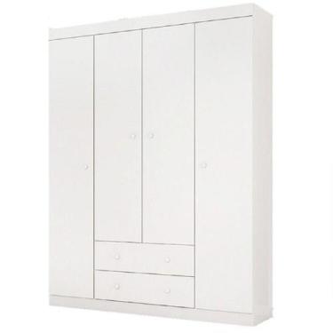 Imagem de Roupeiro Old Clean Infantil para Quarto 100% 4 Portas Branco - Bela Mó