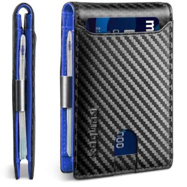 Imagem de Carteira RUNBOX Slim Leather Money Clip para homens com bloqueio de RF
