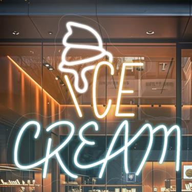 Imagem de Sinais neon de sorvete, placas de LED flexíveis neon iluminadas para janelas, superbrilhantes e de alta visibilidade em lojas de abertura de grandes sorveterias janelas de 40,6 cm