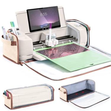 Imagem de IMAGINING Capa contra poeira totalmente fechada com fundo resistente à água para Cricut Maker 4/3, Explore 4/3, Air 2 – Capa protetora com bolsos de armazenamento para acessórios, ferramentas e