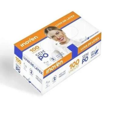 Imagem de Luva de Látex Branca Descartável PP P M G Sem Pó 100un Inoven, P