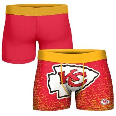 Imagem de FOCO Cueca boxer masculina NFL oficialmente licenciada pela cor do time com logotipo primário para fãs de futebol - Kansas City Chiefs - Grande