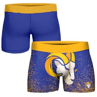 Imagem de FOCO Cueca boxer masculina NFL oficialmente licenciada pela cor do time com logotipo primário para fãs de futebol - Los Angeles Rams - XX-Grande