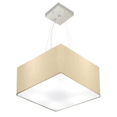 Imagem de Lustre Pendente Quadrado Md-4041 Cúpula Em Tecido 21/35x35cm Algodão Crú - Bivolt