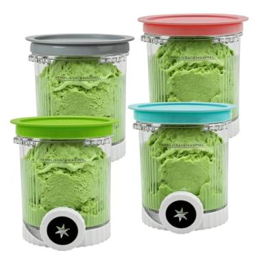 Imagem de Para Ninja Swirl da CREAMi Pints and Lids – Pacote com 4, recipientes de substituição para copos compatíveis com NC700 NC700 NC701 Series Ninja Swirl Ice Cream & Soft Serve Makers, livre de BPA e