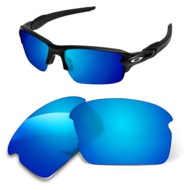 Imagem de Lentes de substituição de 1,6 mm compatíveis com óculos de sol Oakley Kids Flak XS OJ9005 juvenil, antirriscos (espelhado azul gelo)