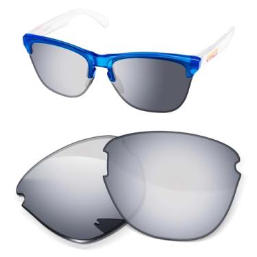 Imagem de Lentes de substituição de 1,6 mm compatíveis com óculos de sol Oakley Frogskins Lite OO9374, antiarranhões e resistentes a impactos (espelhado prateado escuro)