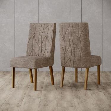 Imagem de Cadeira para Mesa de Jantar Eloá Ambiente Kit 2 Peças Nature Cacao - H