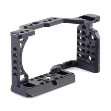 Imagem de SZZCNOX Gaiola de moldura de câmera para Sony A6400/A6500/A6300/A6100/A6000 acessórios para câmera, gaiola protetora de metal para coelhos, furos rosqueados de 1/10.2 cm e 3/20.3 cm, sapata fria e