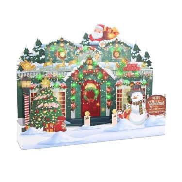 Imagem de oshhni Cartão de Natal -up com enfeite musical para mesa, inclui envelope com luz piscante para comemoração familiar entre