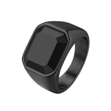Imagem de Anel de aço inoxidável Richsteel Black Onyx tamanho 08 para homens
