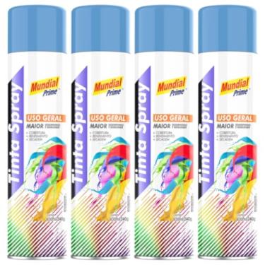 Imagem de Kit 4 Tinta Aerossol Spray Azul Claro Uso Geral 400ml/240g Mundial Prime