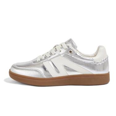 Imagem de Tênis femininos LUCKY STEP Classic Retro Gum Sole Silver 6.5