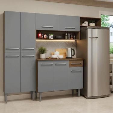 Imagem de Armário De Cozinha Completa 229cm Rustic-cinza Emilly Madesa 016