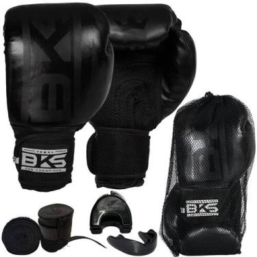 Imagem de Kit Boxe Muay Thai - Luva Bandagem Bucal - Bks, Preto, 12Oz