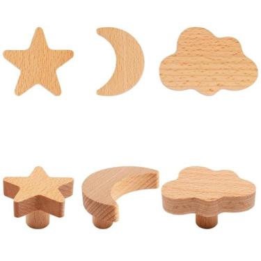 Imagem de Maçanetas de armário de madeira YugTcen Moon Star Cloud 5cm