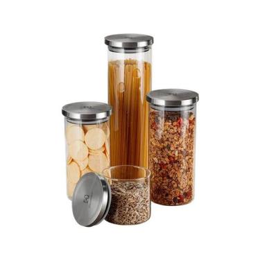 Imagem de Potes Herméticos Electrolux De Vidro Porta Mantimentos Com Tampa Inox 