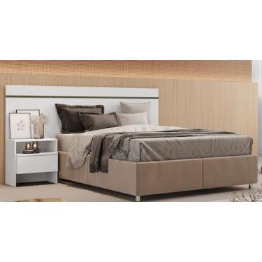 Imagem de Cabeceira para Cama Box Casal com 1 Mesa de Cabeceira - Prime-Branco -