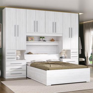 Imagem de Guarda-roupa de Casal com espaço para cama Box Queen Size 1223SQ Carvalho Claro
