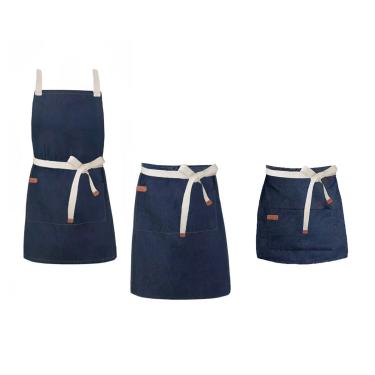 Imagem de Avental Jeans de Cintura Algodao Cafeteria Bar Vegano 3un