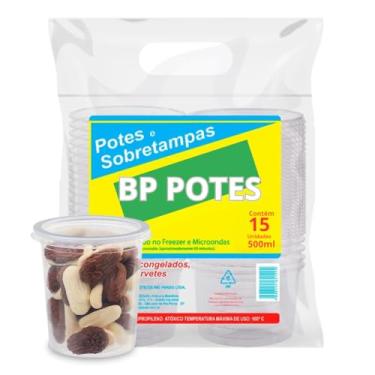 Imagem de Pote Descartavél 500ml BP Potes Redondo Cilindrico com Tampa Açai, Bolos Sorvetes, Bolacha (15 Unidades)