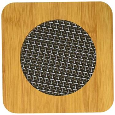 Imagem de Kole Imports Porta-copos de madeira com estampa de cesta de trança, 15 x 15 cm, natural