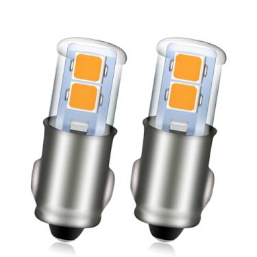Imagem de Ruiandsion 2 lâmpadas de LED 3898 BA7S amarelas CC 12V 2835 4SMD Chipsets lâmpadas de LED de substituição para painel de instrumentos interiores de carro, luzes de advertência