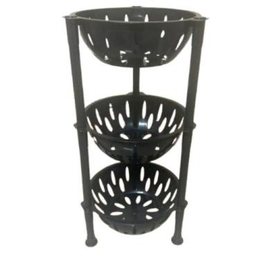 Imagem de Organizador Cesto Fruteira Multiuso 3 Andares Redondo Preto - Jac Pack