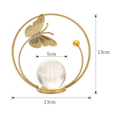 Imagem de Fenteer Vaso de Porcelana com Tampa E Escultura de Bola de Cristal, Estatueta de Metal, Ornamento de Mesa para Arranjo Floral, Decoração de Festa, Quarto, Sal