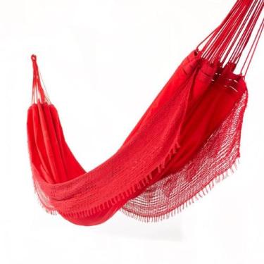 Imagem de rede de dormir descanso sol a sol vermelha antialergica casal 4,10 met