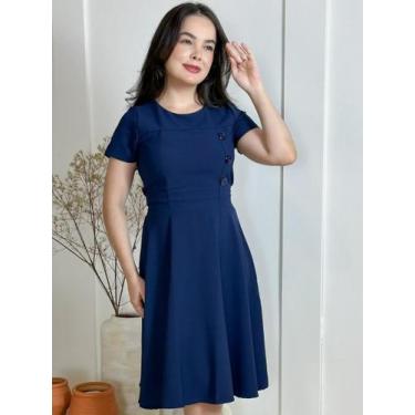 Imagem de Vestido Midi Godê Festa Social Elegante Moda Evangélica - Fashion, Azu